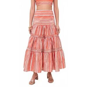 NEW ALEXIS elaina maxi skirt in crimson stripe